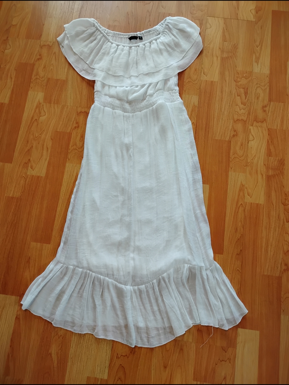 Mlle Gabrielle White Elastic Off-Shoulder Maxi Top